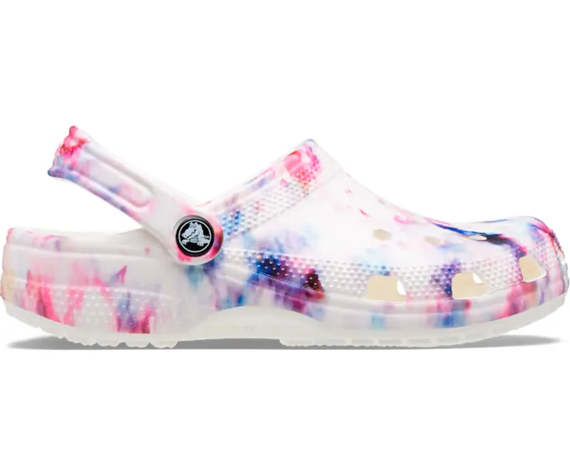 Crocs Classic Tie Dye Graphic Clog in Garnet/Multi 